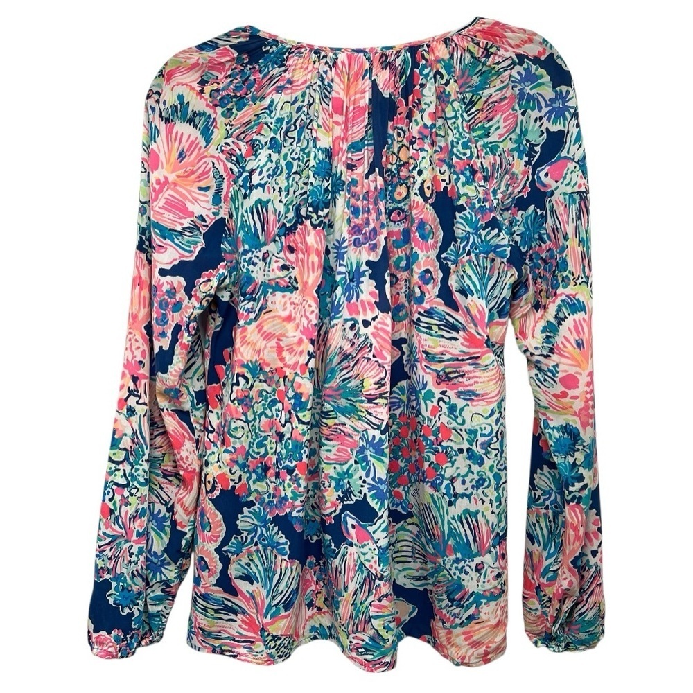 Lilly Pulitzer Sorella Long Sleeve Fish Print Pullover Top Women’s Medium - Picture 4 of 12